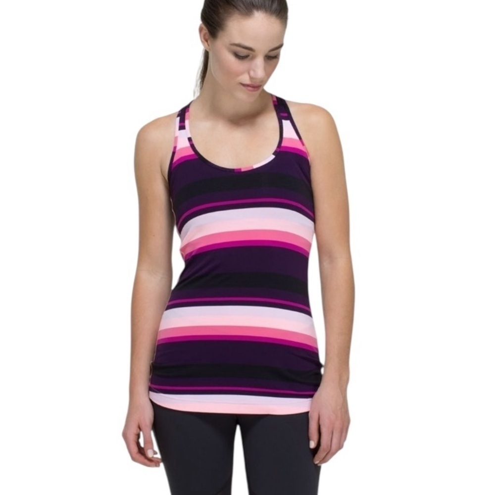 Lululemon Cool Racerback Assorted Stripe Bleached Coral Size XS